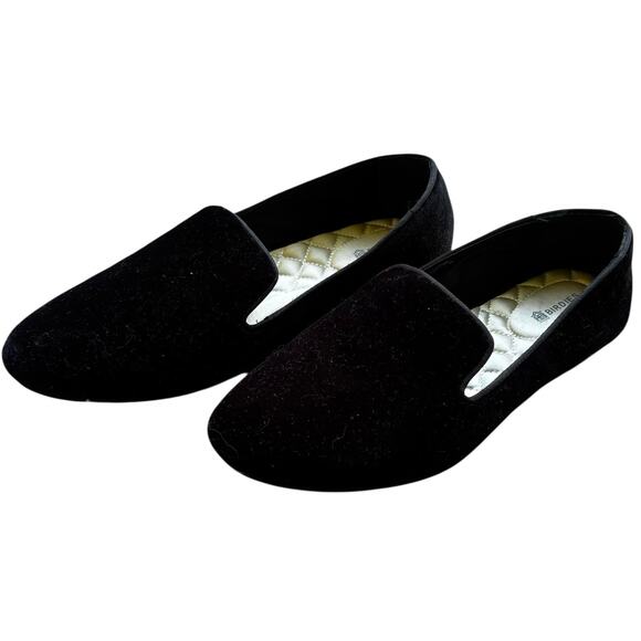 Birdies Shoes - Birdies The Starling Velvet Flats Womens Black Slip On Quilted Footbed FLAW
